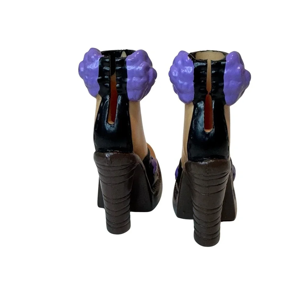 Barbie My Scene Doll High Heel Sandals Shoes Purple Black Ankle Strap‎ Open Toe